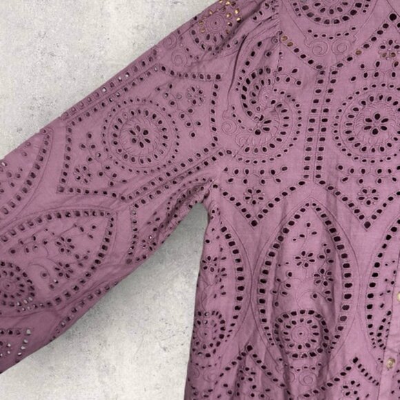 Sezane Chlo Ruffle Button Front Shirt Wisteria Purple Size 34 French US 2 Top - Picture 10 of 14